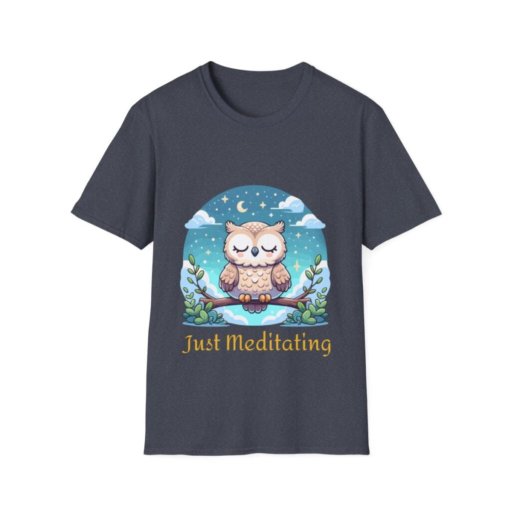 Just Meditating Owl Under the Moonlight Unisex Softstyle T-Shirt